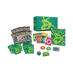 Collection of trading cards and packaging with green and yellow design on a white background