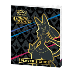 Pokémon Crown Zenith Player's Guide with a stylized character on a black background