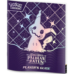 Pokémon Paldean Fates Player's Guide with a character illustration on a purple background