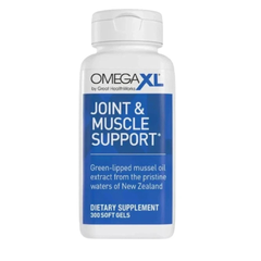 Omega XL Joint & Muscle Support dietary supplement bottle on a white background