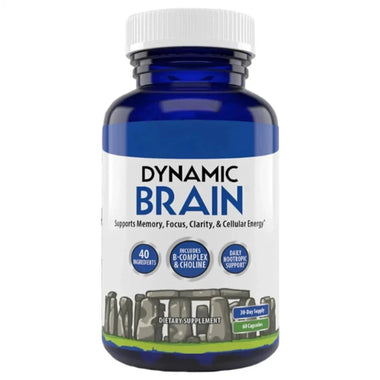 Supplement bottle labeled 'Dynamic Brain' on a white background